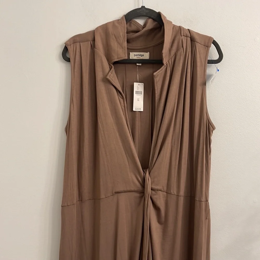 Anthropologie Porridge Jersey Knit mocha  Wrap Maxi Dress Size xl - Picture 5 of 8